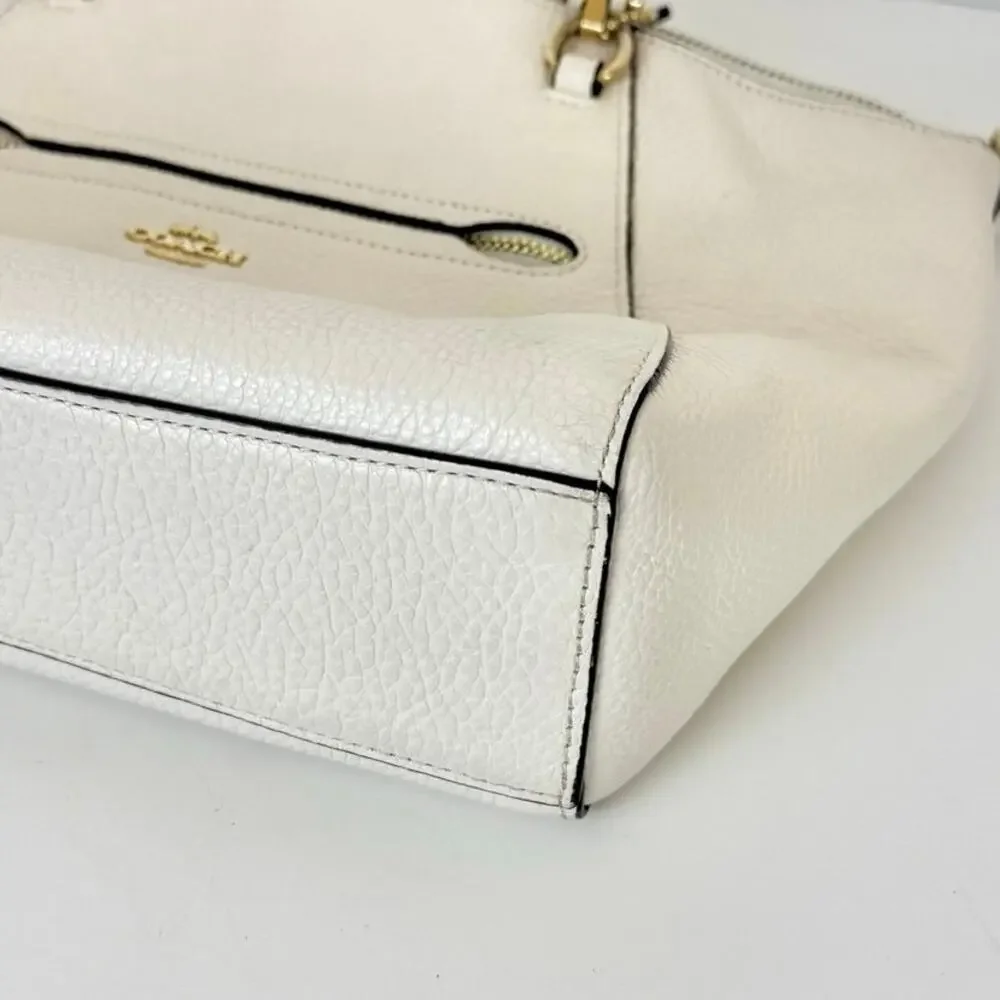 Coach Prairie Satchel Shoulder Crossbody Bag Polished Pebble Leather Chalk 79997